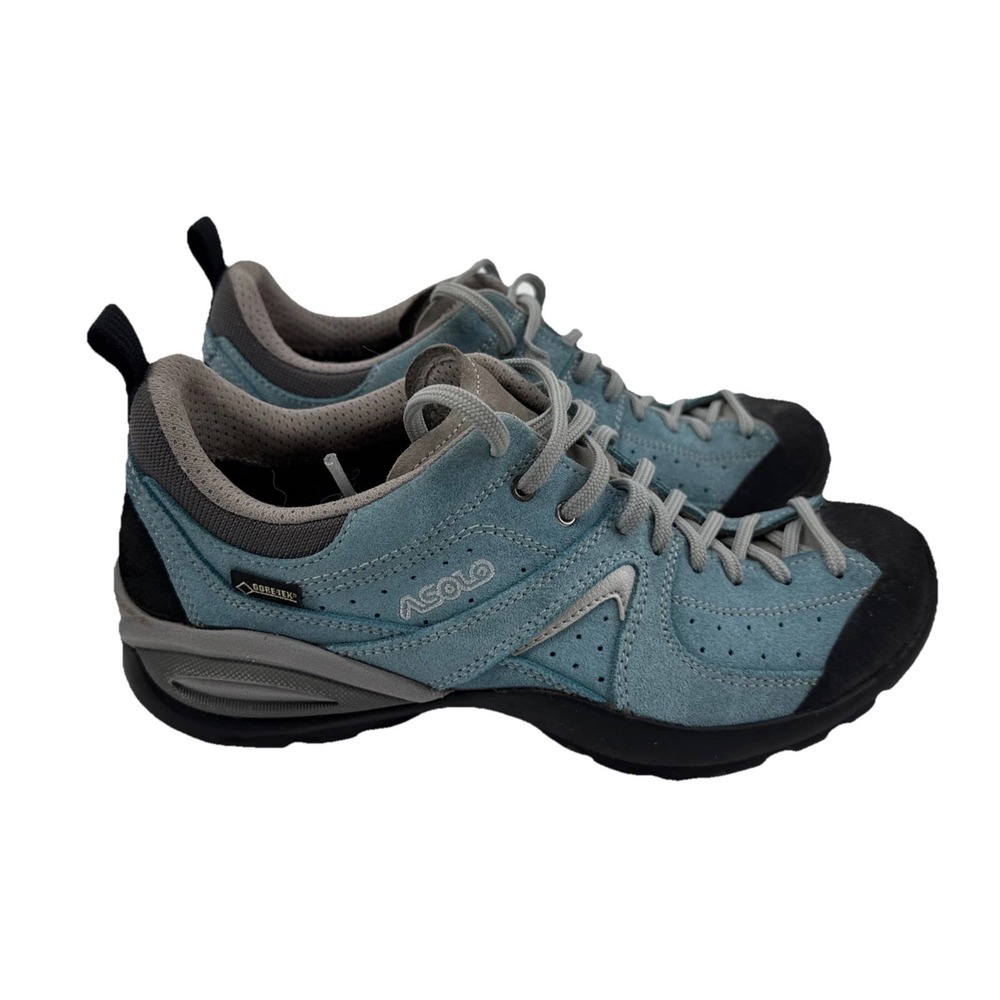 Asolo Gore-Tex Hiking Shoes Women 7.5 Blue Suede Leather Waterproof Vibram Trail